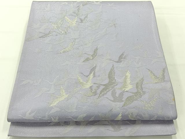 平和屋着物◎太鼓柄袋帯 飛鶴文 銀糸 正絹 逸品 AABG0120uk