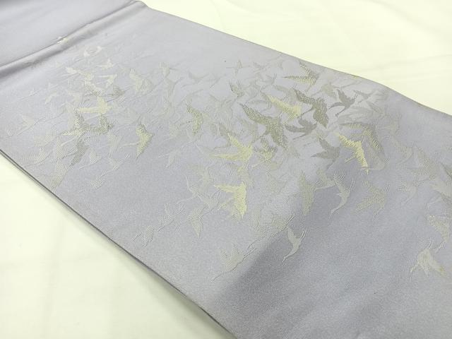 平和屋着物◎太鼓柄袋帯 飛鶴文 銀糸 正絹 逸品 AABG0120uk