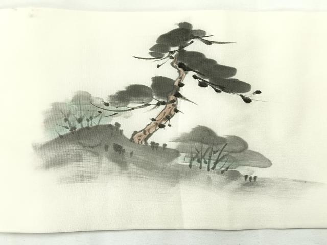 平和屋着物◎九寸名古屋帯 作家物 手描き 風景文 正絹 逸品 AABG0128uk