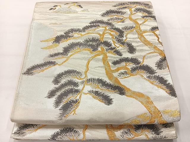 平和屋着物◎六通柄袋帯 唐織 松 金銀糸 正絹 逸品 AABG0139uk