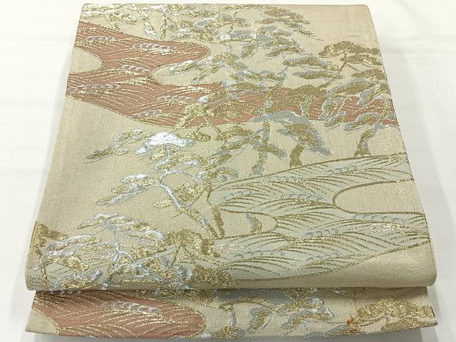 平和屋着物◎六通柄京袋帯 浜松文 金銀糸 三越扱い 正絹 逸品 AABG0150uk