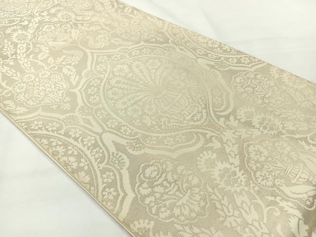 平和屋着物◎六通柄 本袋帯 花鳥文 正絹 逸品 AABG0194uk