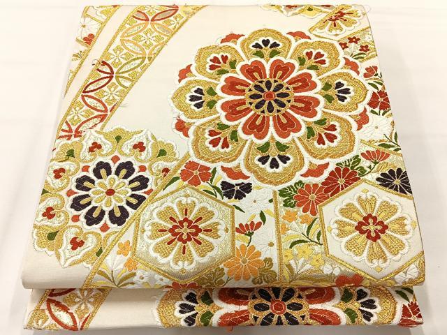 平和屋着物◎六通柄袋帯 唐織 正倉院花文 金糸 正絹