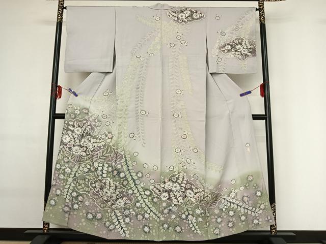 平和屋着物▽訪問着 単衣 作家物 絞り 辻が花 正絹 逸品 AABG0205jh