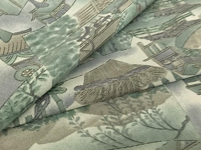 平和屋着物▽上質な小紋 単衣 手描き 地紙風景文 暈し染め 正絹 逸品 AABG0211jh