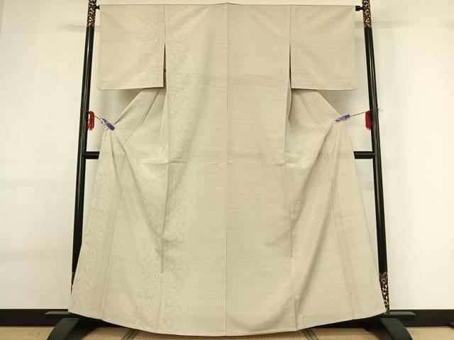 平和屋着物▽本塩沢 単衣 草花文 正絹 逸品 AABG0225jh