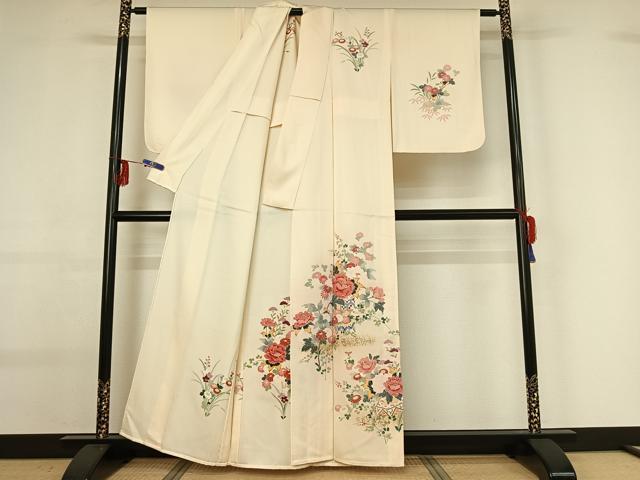 平和屋着物▽訪問着 単衣 中国三大刺繍 相良刺繍 飾花文 金銀彩 正絹 逸品 AABG0227jh