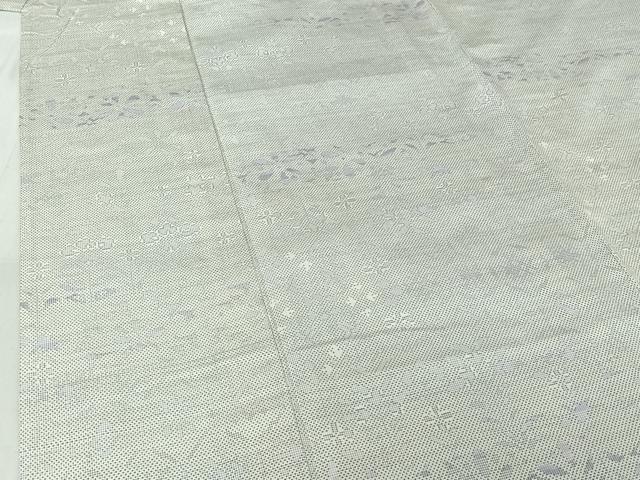 平和屋着物▽本場大島紬 白大島 単衣 9マルキ 草花文 正絹 逸品 AABG0240jh