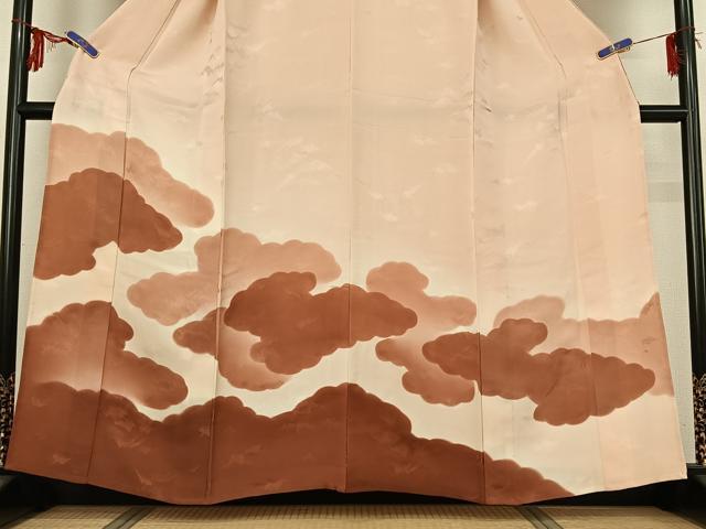 平和屋着物▽訪問着 単衣 雲取り文 暈し染め 正絹 逸品 AABG0245jh