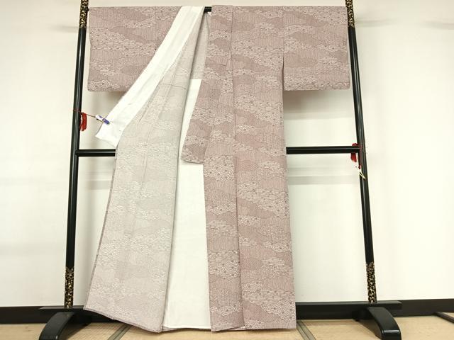 平和屋着物▽江戸小紋 単衣 雲取り花唐草文 正絹 逸品 AABG0263jh