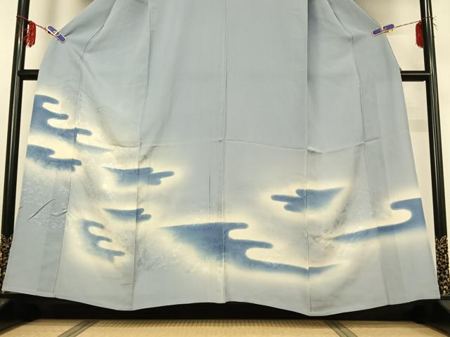 平和屋着物▽訪問着 単衣 霞文 暈し染め 正絹 逸品 AABG0276jh