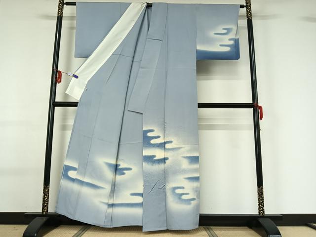 平和屋着物▽訪問着 単衣 霞文 暈し染め 正絹 逸品 AABG0276jh