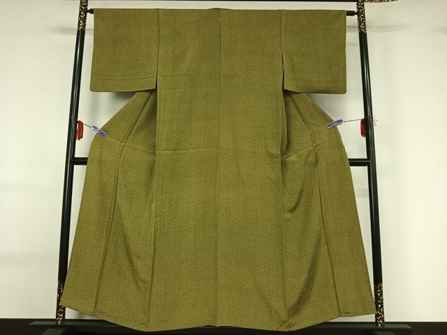 平和屋着物▽上質な小紋 単衣 紗綾形文 正絹 逸品 AABG0278jh
