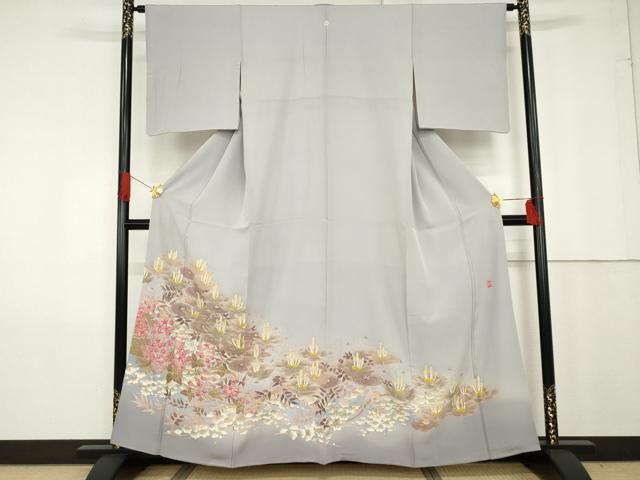 平和屋着物●本場加賀友禅作家 杉浦伸 色留袖 枝花文 暈し染め 正絹 逸品 AABG0308cs