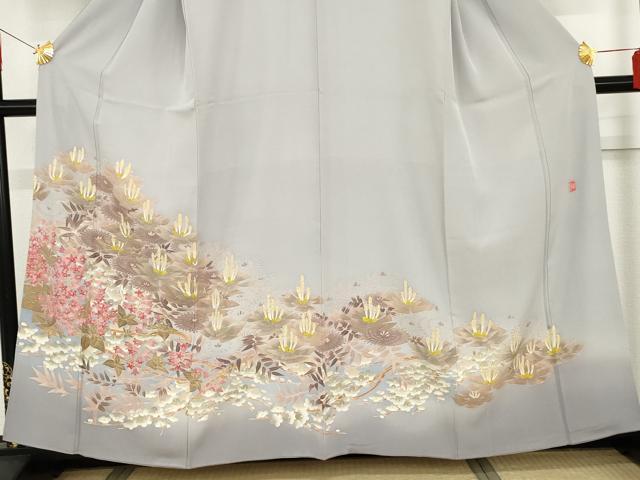 平和屋着物●本場加賀友禅作家 杉浦伸 色留袖 枝花文 暈し染め 正絹 逸品 AABG0308cs