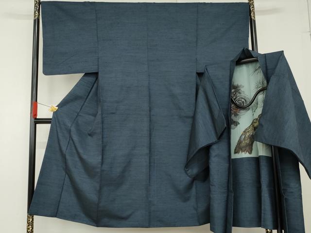 平和屋着物●男性 紬 アンサンブル 霞文 正絹 逸品 AABG0323cs