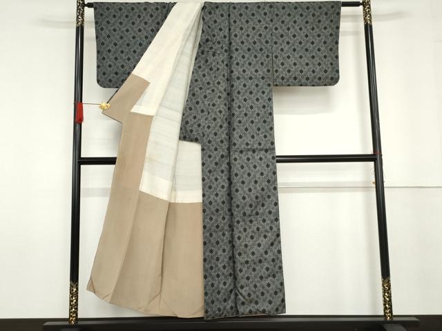 平和屋着物●本場大島紬 割込絣 舞花文 正絹 逸品 AABG0326cs