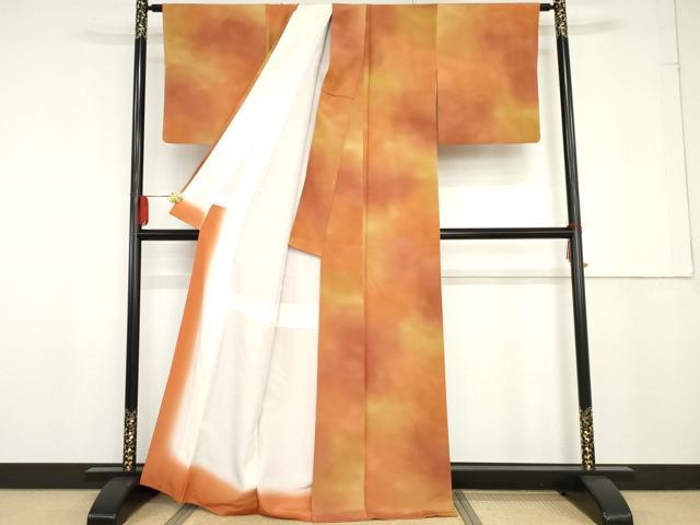 平和屋着物●染色作家 斉藤三才 小紋 霞文 暈し染め 正絹 逸品 AABG0336cs