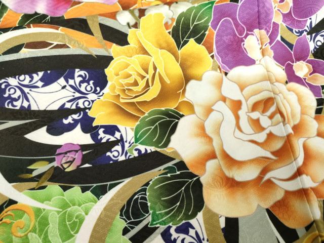 平和屋着物●豪華振袖 花蝶文 洗える着物 未使用 AABG0347cs