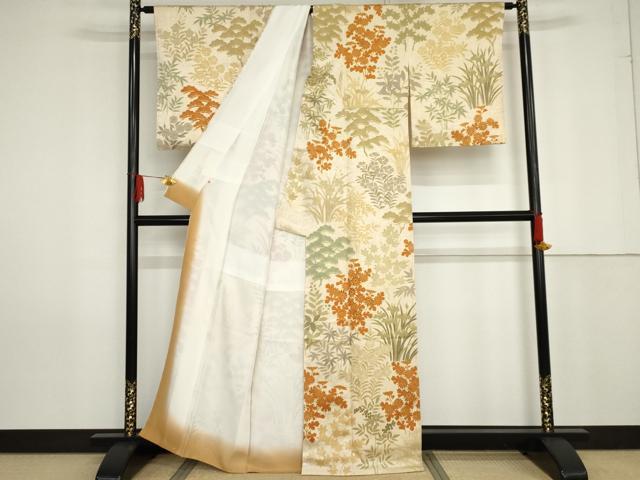 平和屋着物●上質な小紋 吉祥枝花文 高島屋扱い 反端付き 正絹 逸品 未使用 AABG0354cs