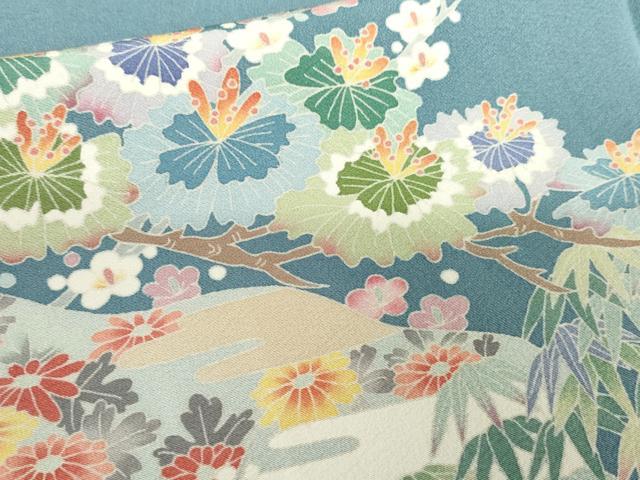 平和屋着物●本加賀友禅作家 久恒俊治 色留袖 松竹梅花文 正絹 逸品 AABG0359cs