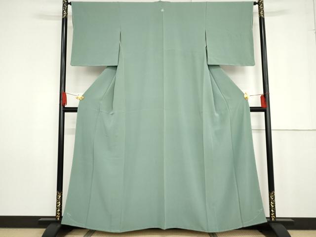 平和屋着物●上質な色無地 千草色 正絹 逸品 未使用 AABG0360cs