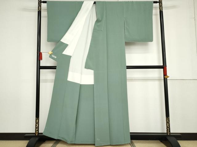 平和屋着物●上質な色無地 千草色 正絹 逸品 未使用 AABG0360cs