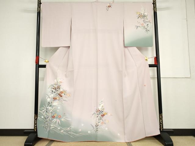 平和屋着物●訪問着 友禅 作家物 立波枝花文 暈し染め 金彩 正絹 逸品 AABG0362cs