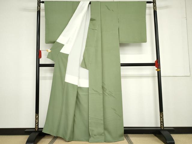 平和屋着物●無地絵羽訪問着 中国三大刺繍 相良刺繍 霞文 草色地 正絹 逸品 未使用 AABG0363cs