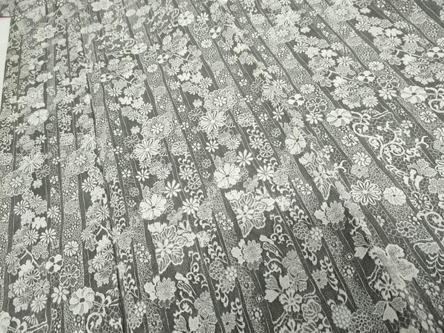 平和屋着物●お召 天目織 花唐草文 正絹 逸品 AABG0365cs