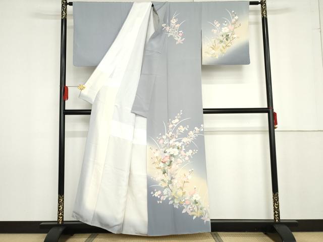 平和屋着物●訪問着 友禅 作家物 枝花文 暈し染め 正絹 逸品 AABG0366cs