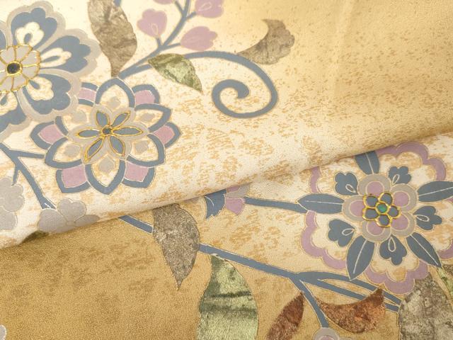 平和屋着物●訪問着 螺鈿 更紗花唐草文 暈し染め 金彩 正絹 逸品 AABG0370cs