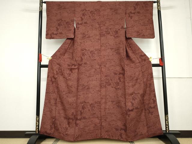 平和屋着物●江戸小紋 作家物 御所車吉祥花文 正絹 逸品 AABG0387cs