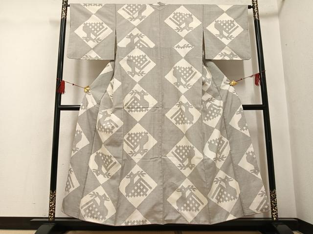 平和屋着物●本場大島紬 白大島 一元7マルキ 有栖川文様 正絹 逸品 AABG0404ph