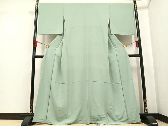 平和屋着物●上質な色無地 山葵色 正絹 逸品 未使用 AABG0411ph