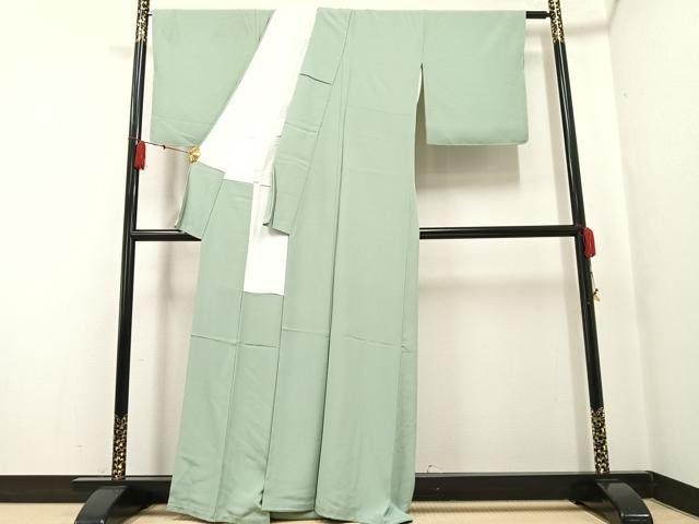 平和屋着物●上質な色無地 山葵色 正絹 逸品 未使用 AABG0411ph