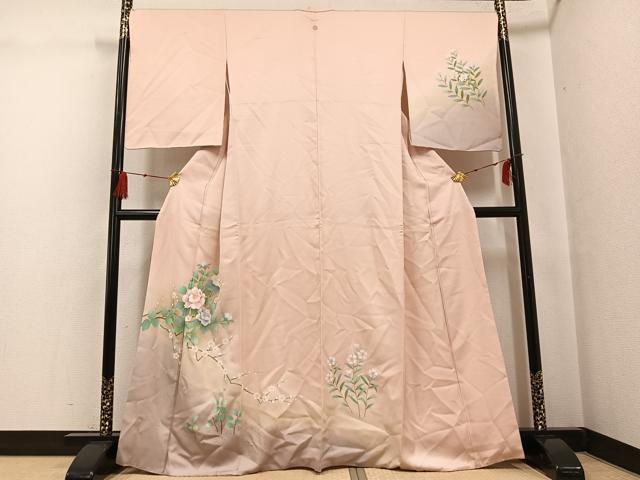 平和屋着物●訪問着 枝花文 暈し染め 金彩 正絹 逸品 AABG0412ph
