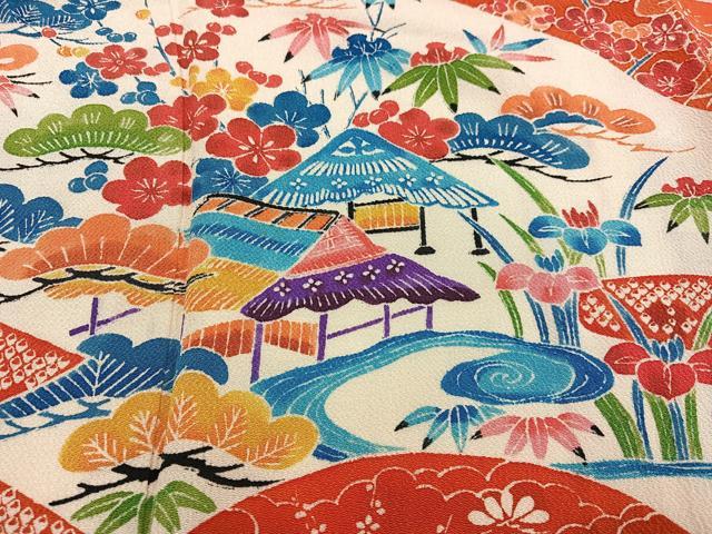 平和屋着物●豪華振袖 松竹梅風景草花文 鬼しぼ縮緬 やまと誂製 正絹 逸品 AABG0415ph