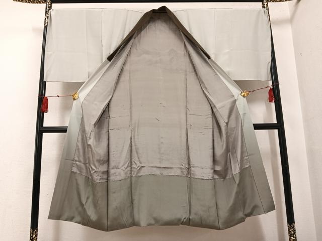 平和屋着物●男性 長襦袢 袷 渡り橋樹林文 富士山 正絹 逸品 AABG0418ph