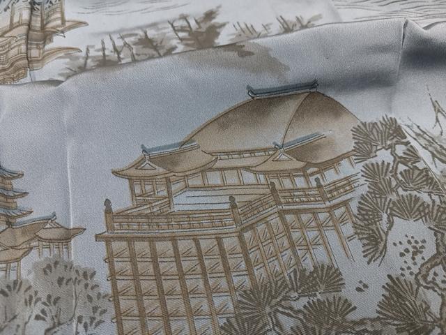 平和屋着物●男性 長襦袢 無双仕立て 風景文 正絹 逸品 AABG0419ph
