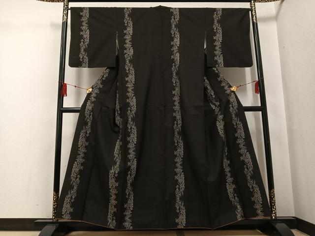 平和屋着物●本場大島紬 地空き カタス9マルキ 草花間道 正絹 逸品 AABG0420ph