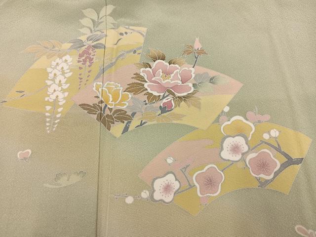 平和屋着物●訪問着 友禅 地紙枝花文 暈し染め 正絹 逸品 AABG0422ph