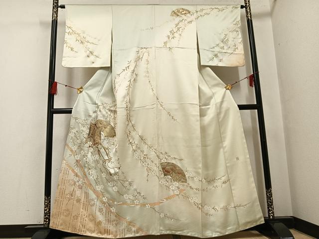平和屋着物●訪問着 作家物 御所車地紙花文 暈し染め 金彩 正絹 逸品 AABG0426ph