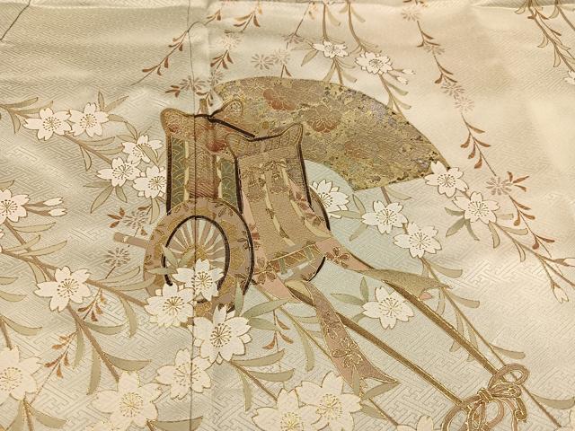 平和屋着物●訪問着 作家物 御所車地紙花文 暈し染め 金彩 正絹 逸品 AABG0426ph