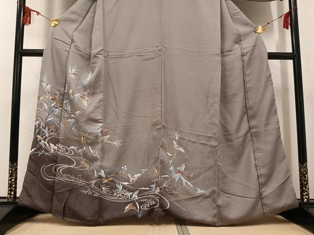 平和屋着物●訪問着 立波草花文 暈し染め 金彩 正絹 逸品 AABG0428ph