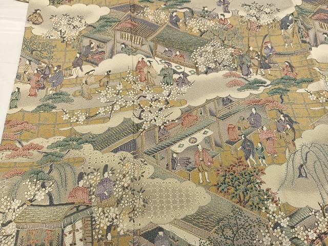 平和屋着物●訪問着 総刺繍 人物風景文 金彩 正絹 逸品 AABG0432ph