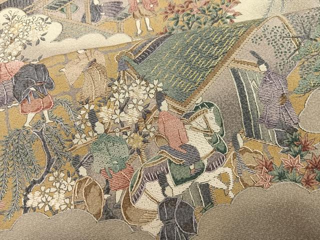 平和屋着物●訪問着 総刺繍 人物風景文 金彩 正絹 逸品 AABG0432ph