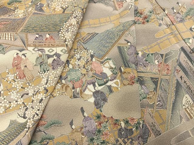 平和屋着物●訪問着 総刺繍 人物風景文 金彩 正絹 逸品 AABG0432ph