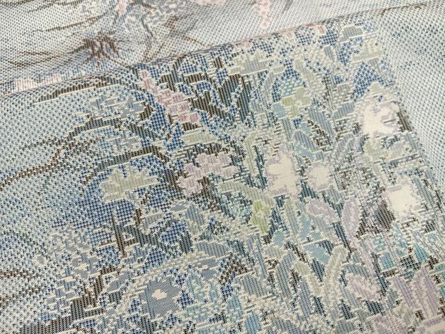 平和屋着物●本場大島紬 白大島 草花文 正絹 逸品 未使用 AABG0440ph