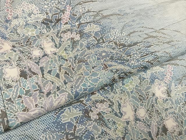平和屋着物●本場大島紬 白大島 草花文 正絹 逸品 未使用 AABG0440ph
